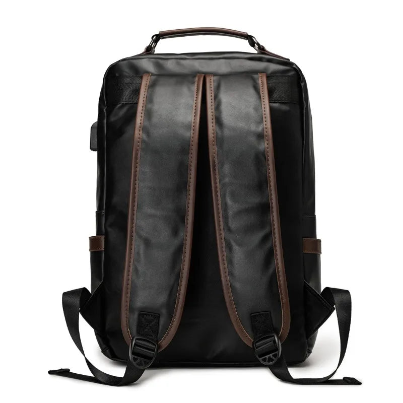 Retro Men's Backpack Soft Leather Fashion Large Capacity Laptop Backpack