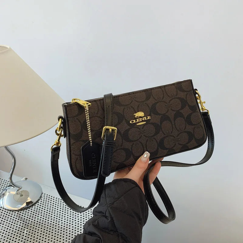 High-end Style Handbag with Chain Strap and Vintage Print