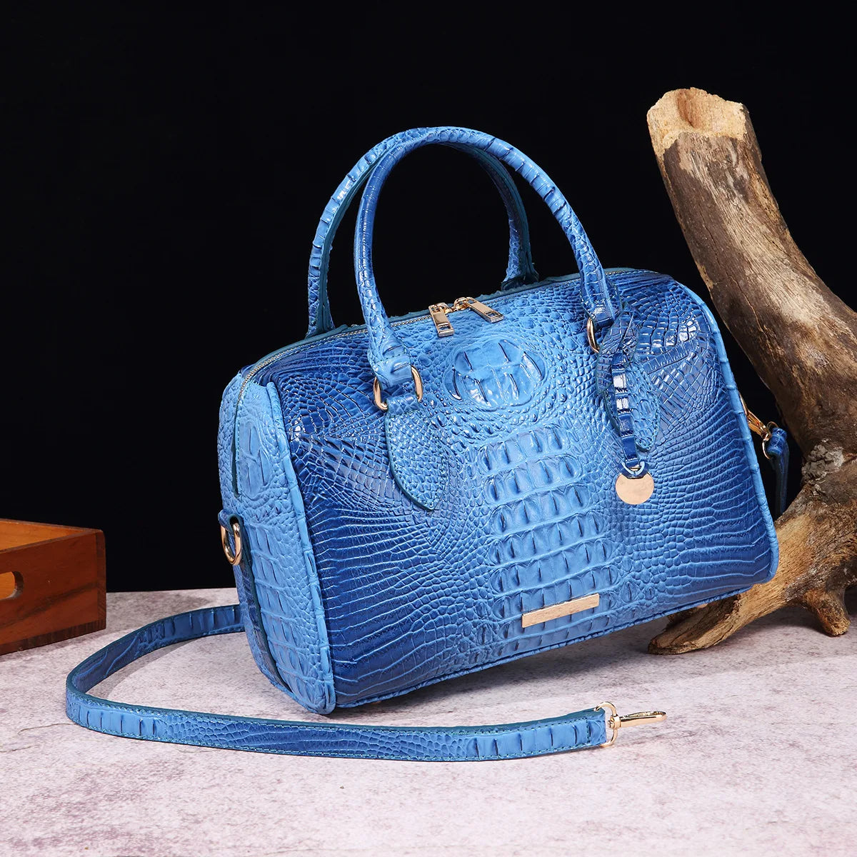 Top-Handle Crocodile Bag Crossbody Leather Tote Large Capacity