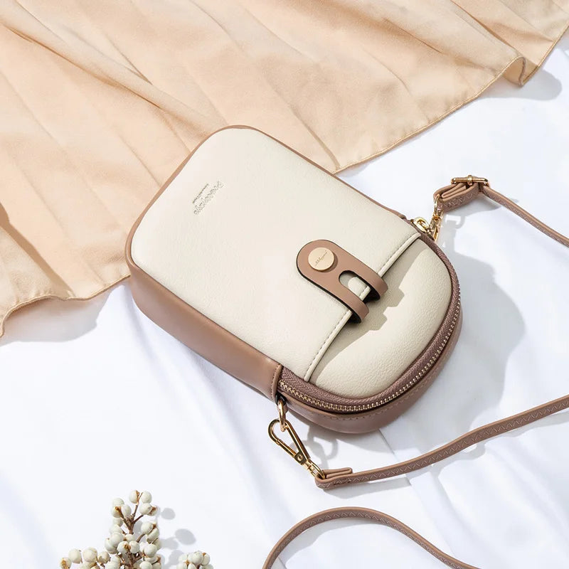 Mobile phone bag female soft PU leather small fresh high-grade fashion zipper large