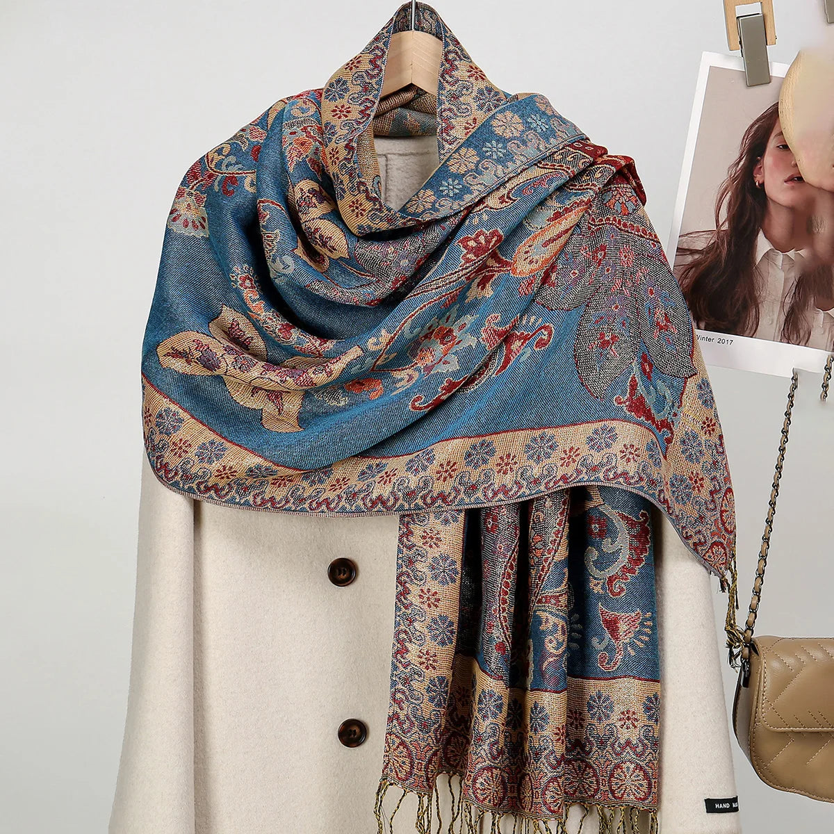 Retro Jacquard Paisley Tassel Scarf Cotton Shawls