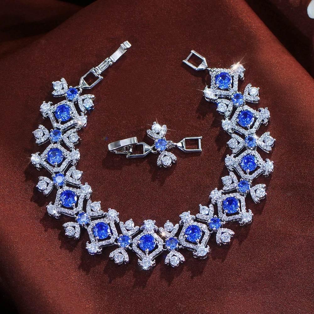 Luxury Shiny Round White Zirconia Geometric Shape Bracelet Jewelry for Women