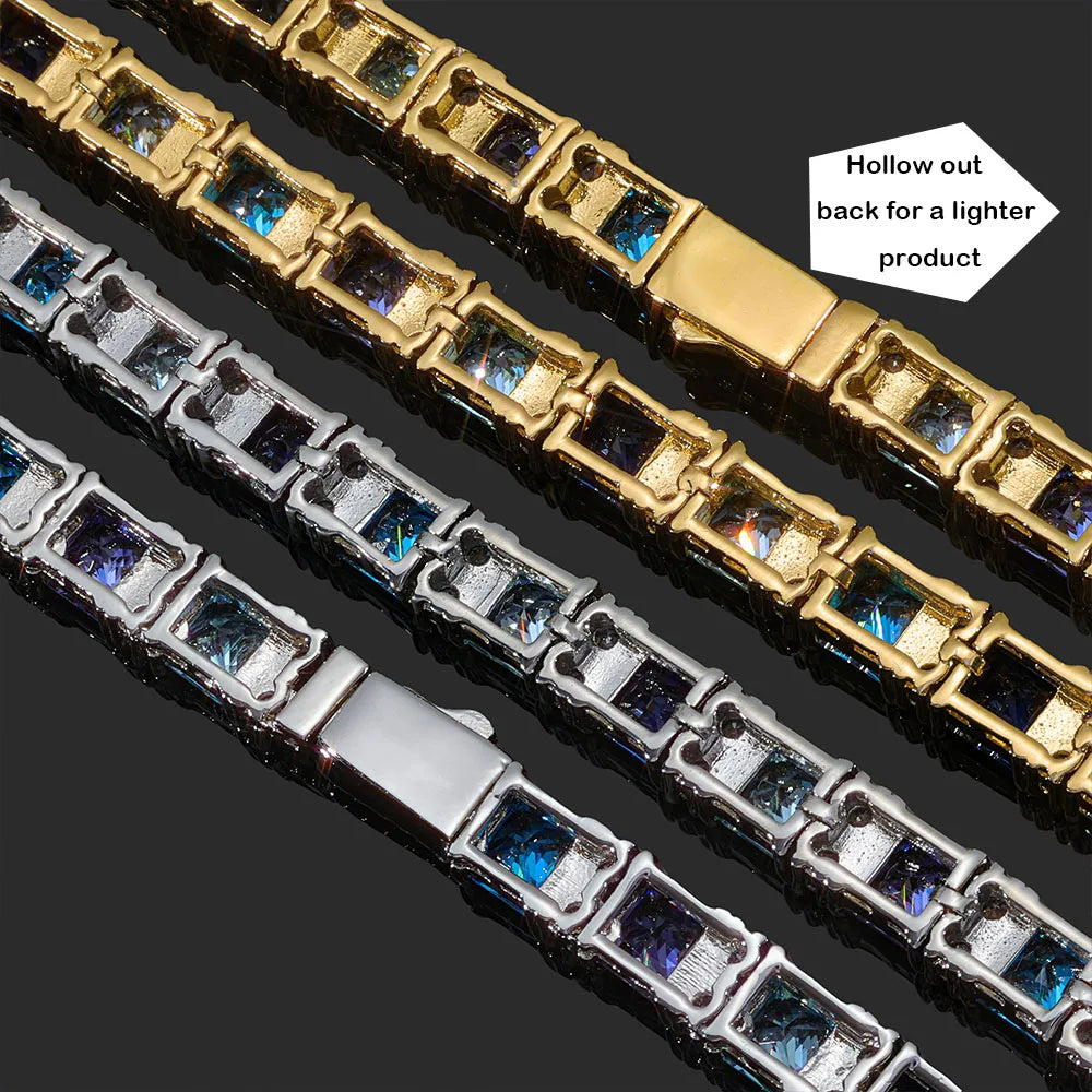 Blue Bracelet Inlaid Sapphire Blue Square Cubic Zirconia