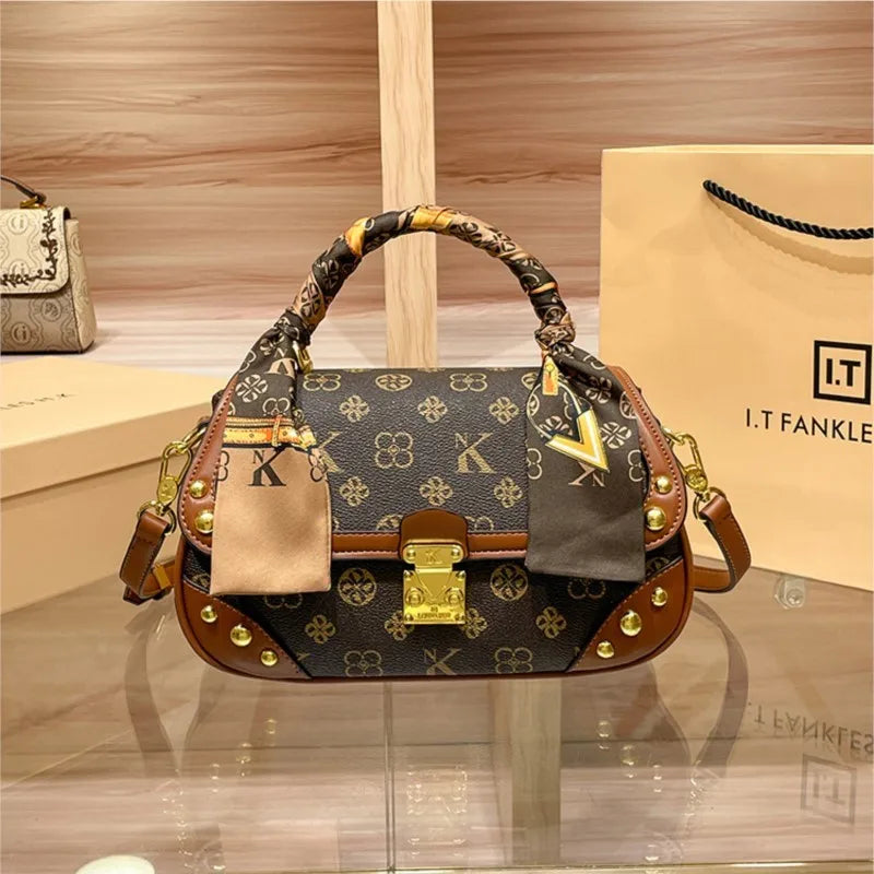 Retro commuting high-end design single shoulder crossbody bag
