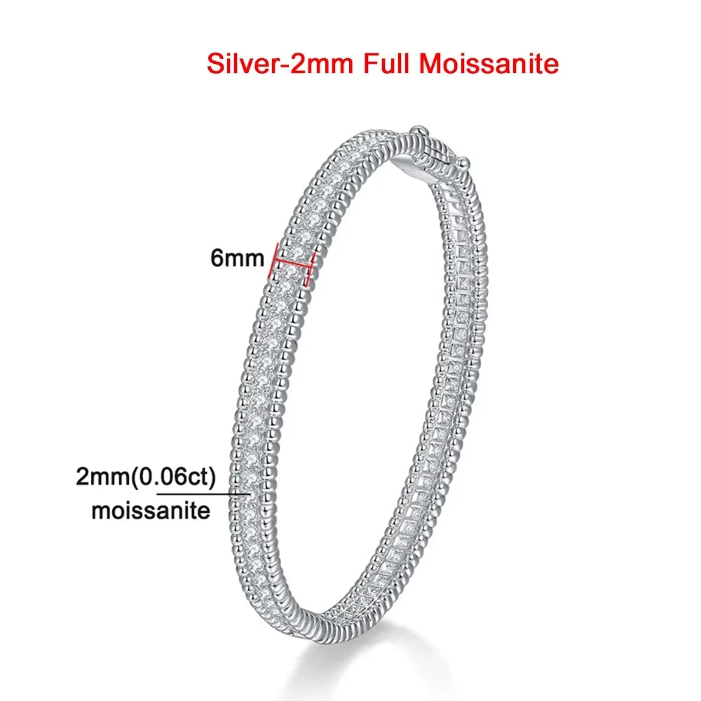 2mm Moissanite Bangle S925 Sterling Silver Plated 18K Gold