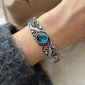 100% 925 Sterling Silver Geometric Blue Stone Bracelet