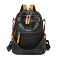 Vintage PU Leather Backpack for Women Large Capacity Travel Rucksack Fashionable
