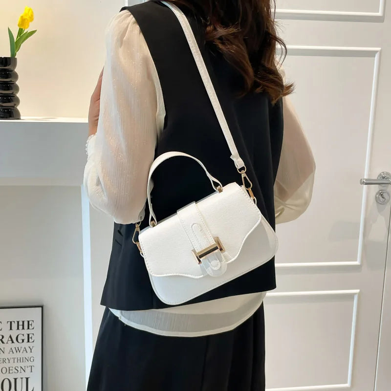 Fashionable Minimalist Crossbody Bag Solid Color Square Purse Simple Design Bag