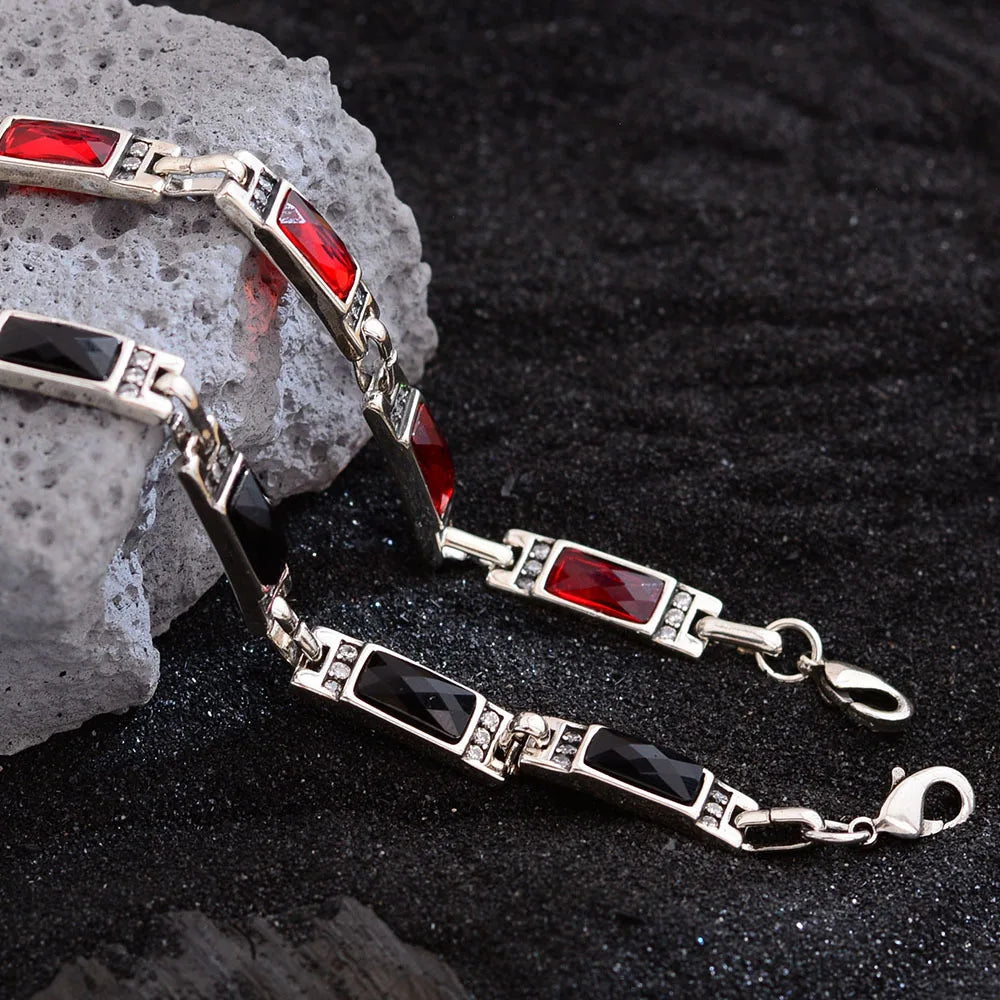 Trendy Shiny CZ Zircon Star Retro Thai Silver Ladies Charm Bracelet Jewelry