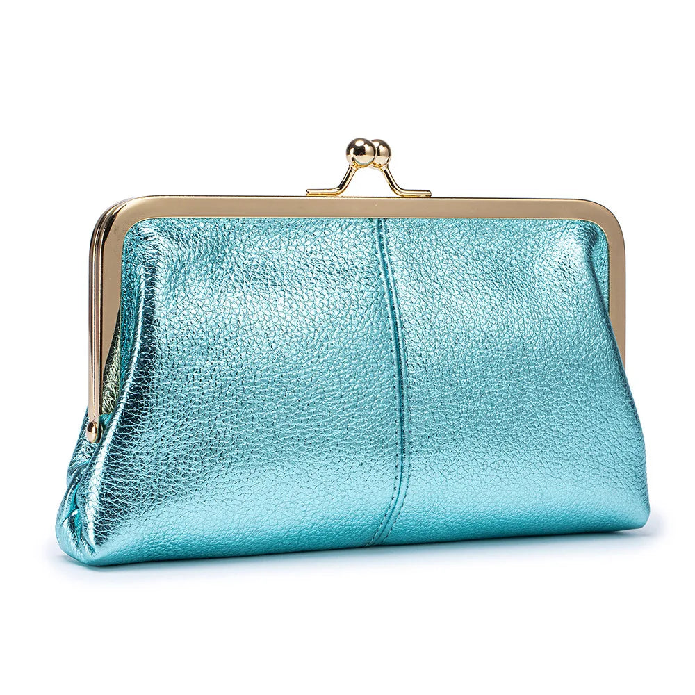 Genuine Cow Leather Long Clutch Wallet Clip Fashion Retro