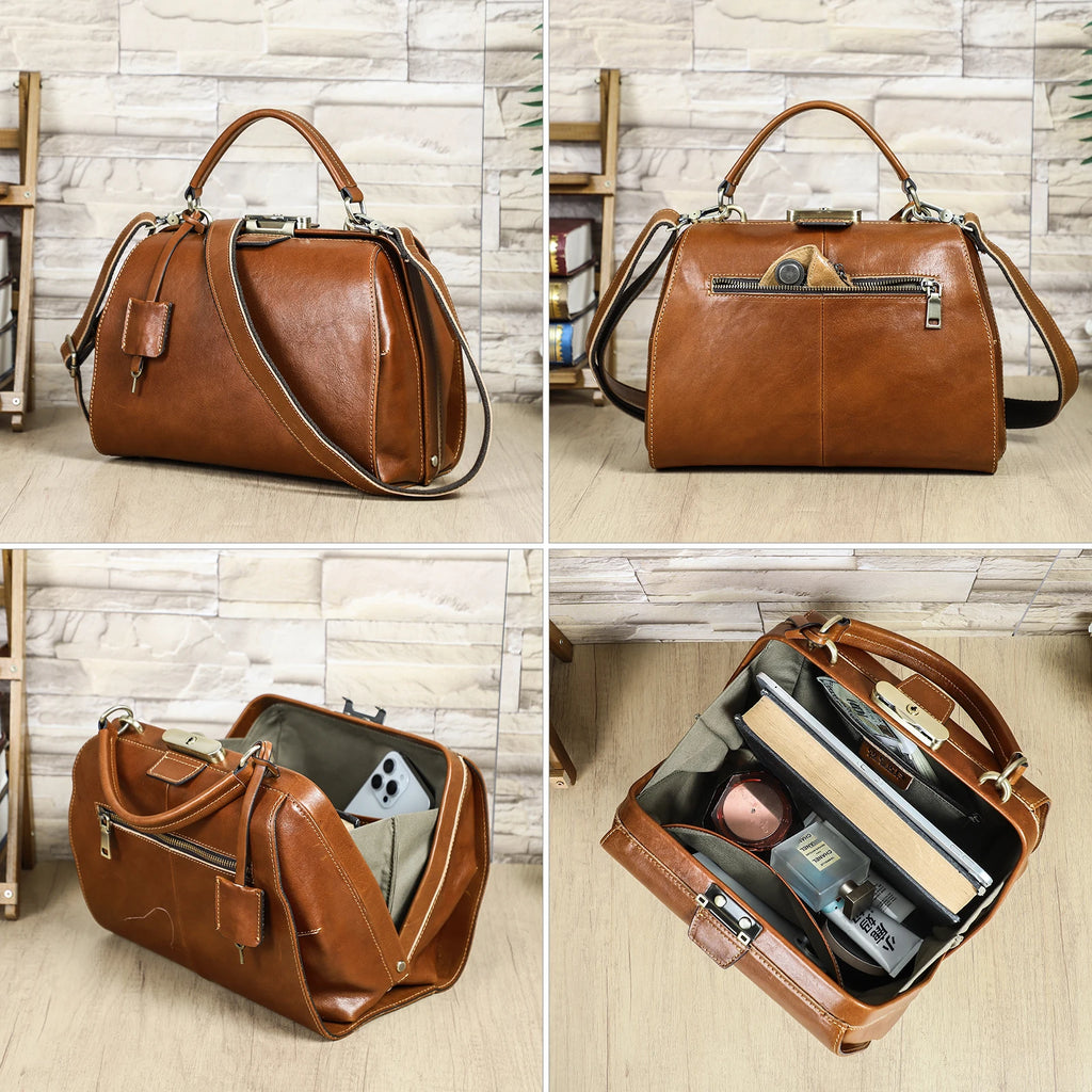 Genuine Leather Doctor Bag for Women Luxury Design Tote