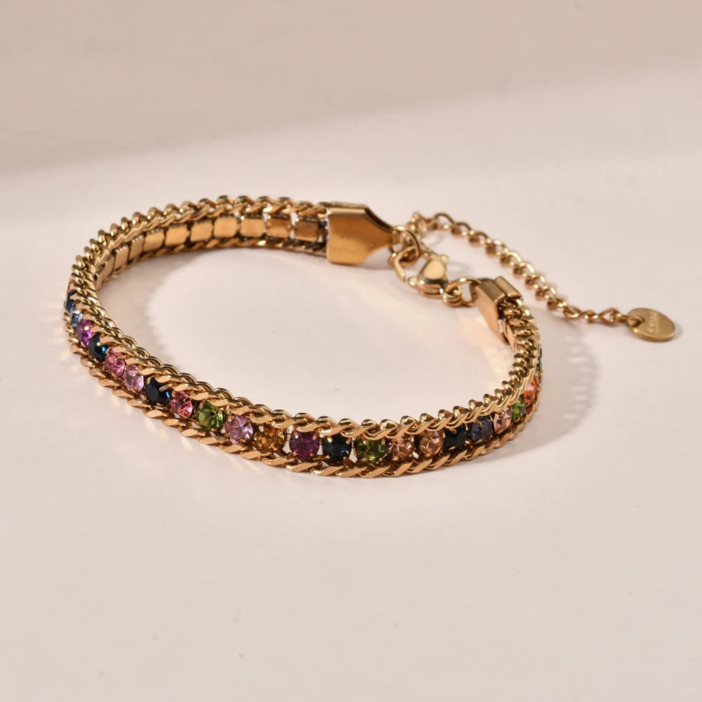 Gold Color Woven Crystal Cubic Zirconia Bracelet Jewelry