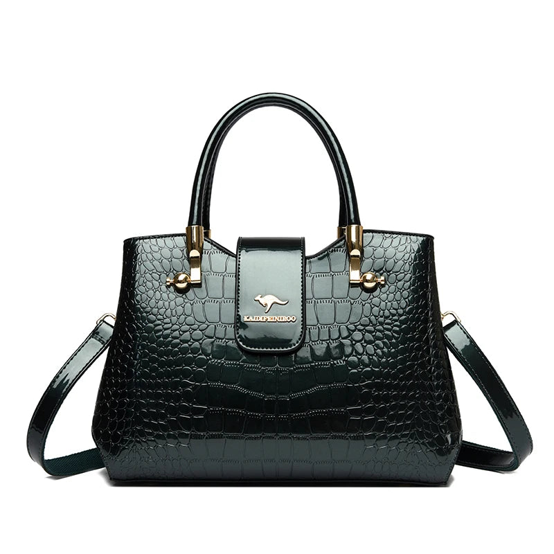 Casual Tote Bag Oil PU Leather Handbag Crossbody Bag