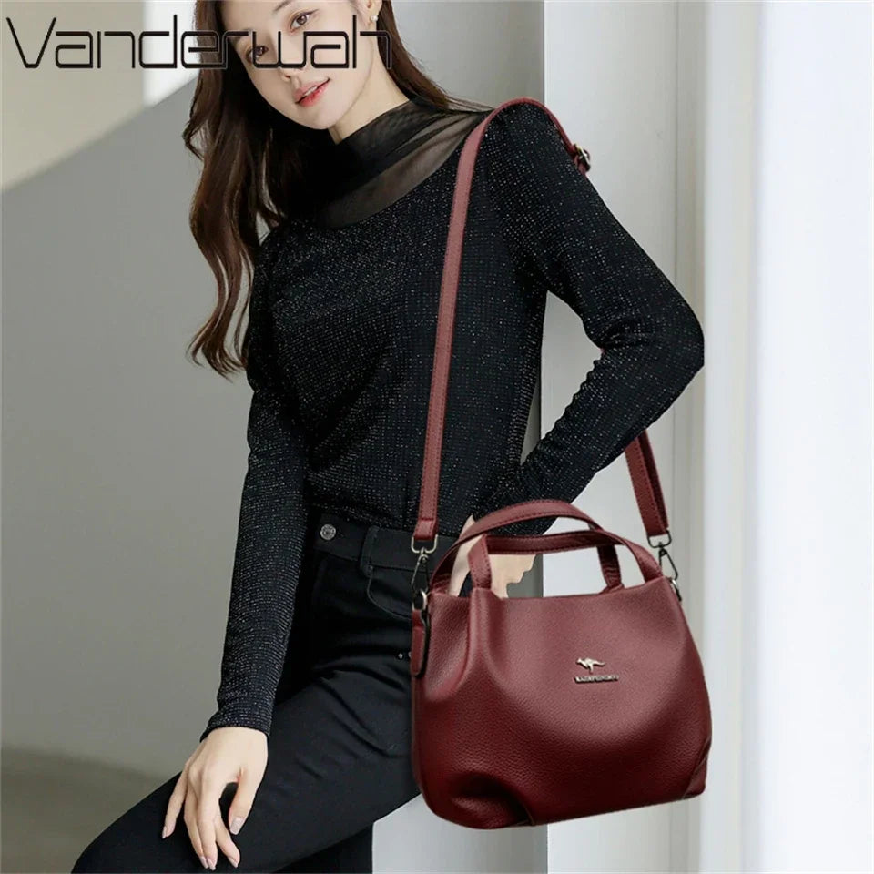 Soft Leather Top-Handle Bags Luxury Designer Handbag Solid Color Ladies Shoulder Bag