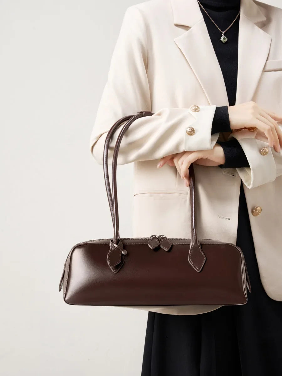 Genuine Leather Bag Luxury Vintage Long Shoulder Bag