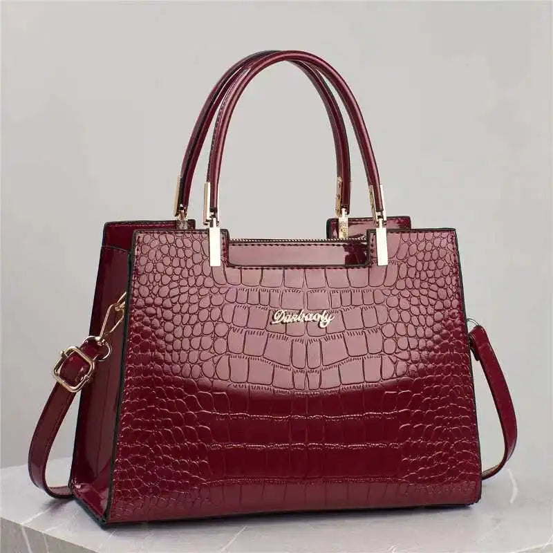 Luxury Patent Leather Handbags High-end Crocodile Pattern