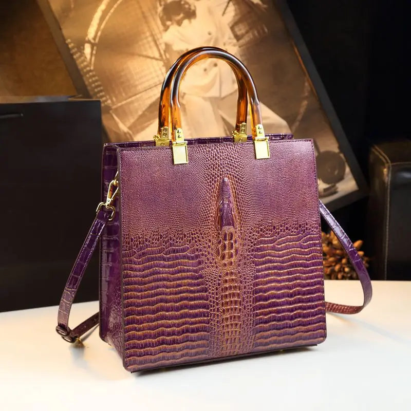 Crocodile Print Leather Handbags Large-capacity Tote