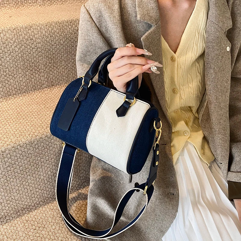 Patchwork Colorblock Mini Handbags Denim Shoulder Cross Body Bags Casual