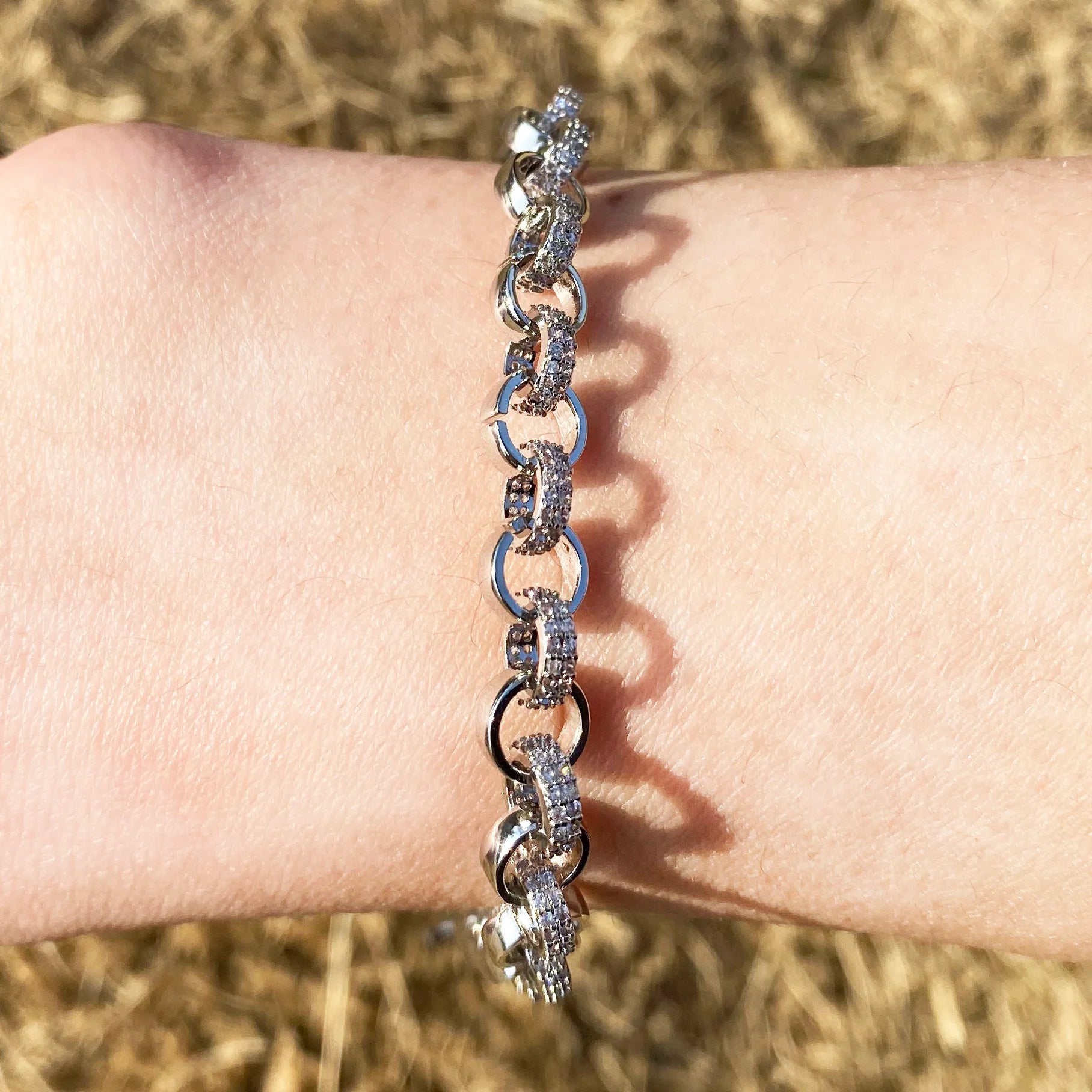 Tiny Belcher Bracelet for Women Iced Out Real Gold Plated Jewelry