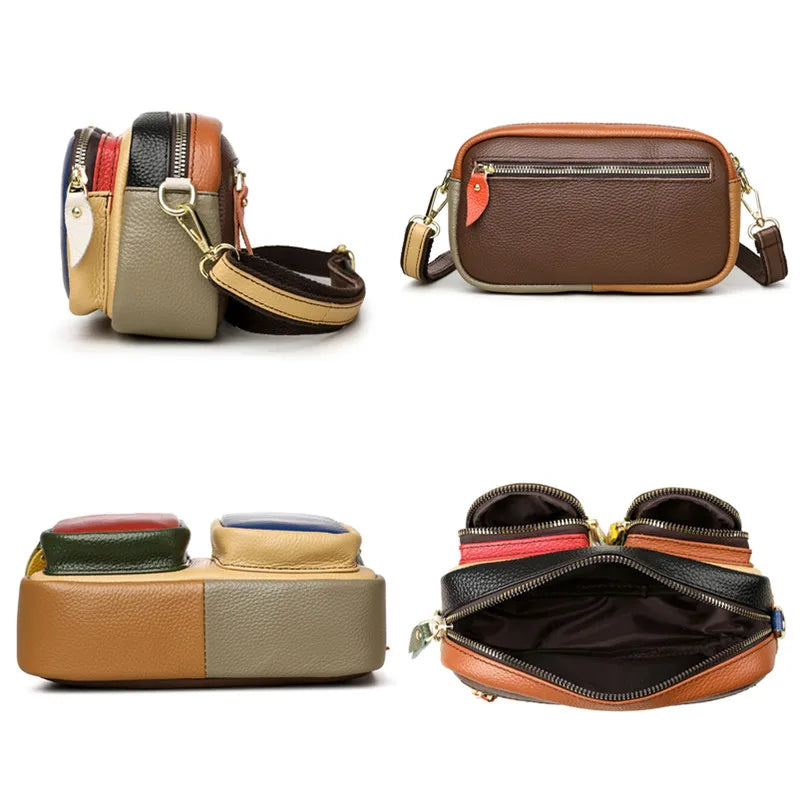 High Quality Thick Genuine Leather Multiple Pockets Messenger Bag