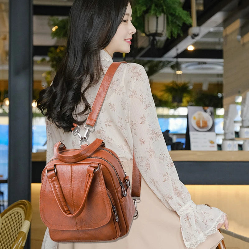 Trendy Multi functional Handheld Shoulder Bag Versatile Soft Leather Bag