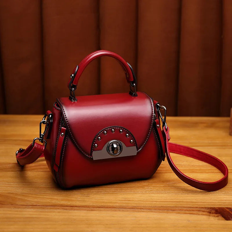 Mini Elegant Bucket Bag Genuine Leather Retro Fashion Bag