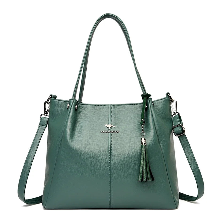 Elegant Cowhide Handbag Luxury Designer Shoulder Crossbody Genuine Leather Bag