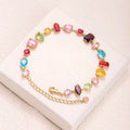 Rainbow Cubic Zirconia Tennis Bracelet 18K Gold Plated