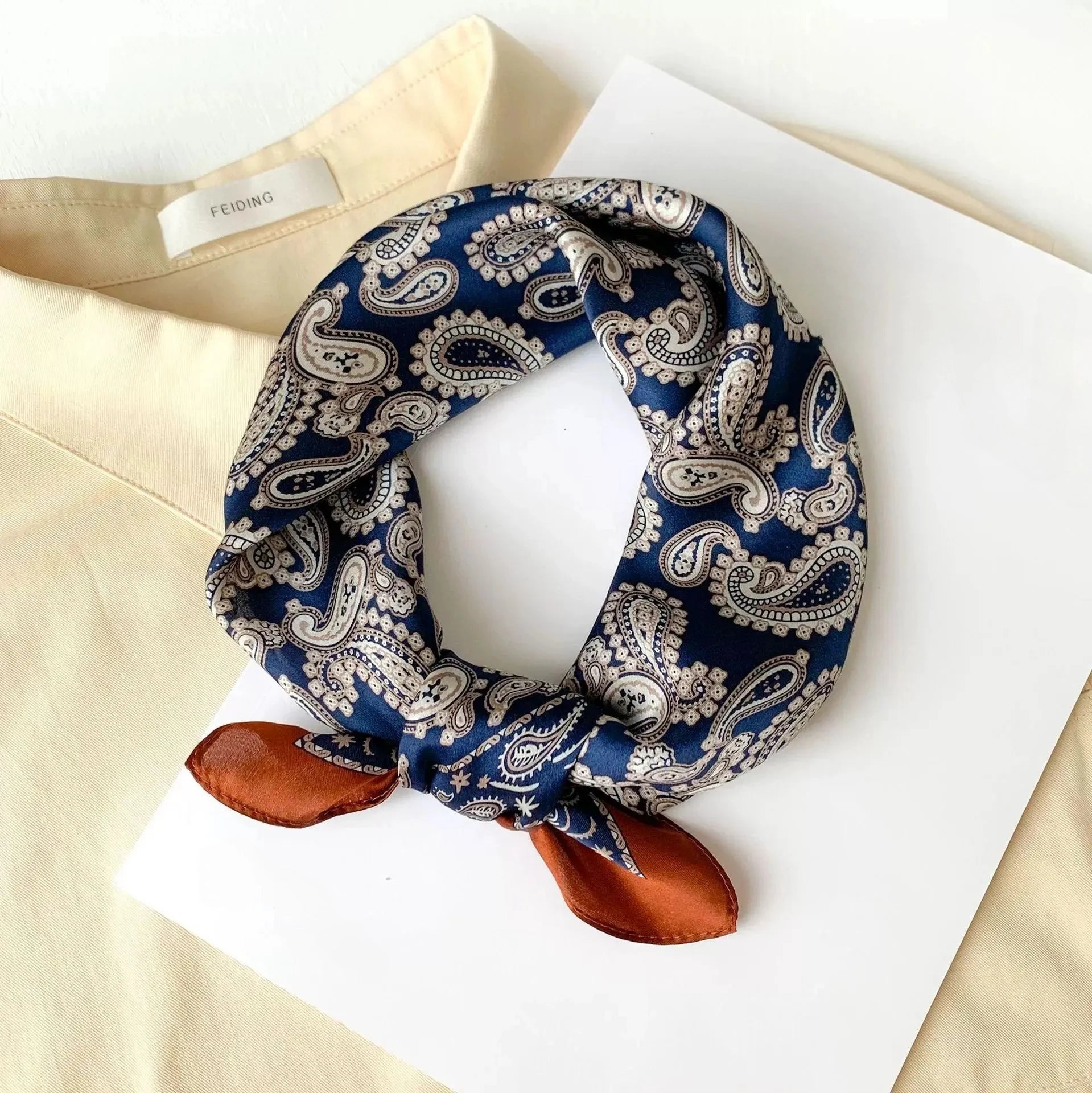 100% Real Silk Scarf Geometric Retro Fashion Scarves