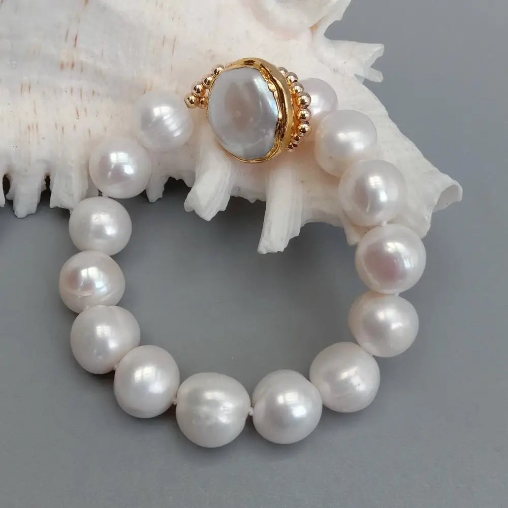 8'' 11-12mm Natural Freshwater Cultured Pearl Bracelet