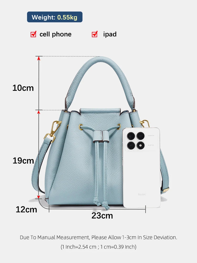 Genuine Leather Top-Handle Bag Simple Fashion Bucket Bag