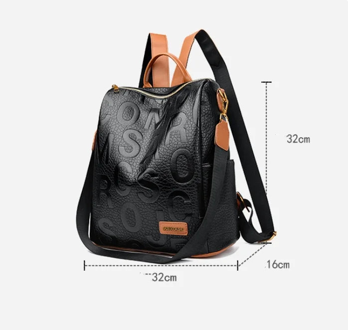 Vintage Splicing Backpack Leather Rucksack Women's Knapsack Travel Backpacks
