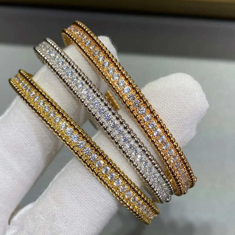 2mm Moissanite Bangle S925 Sterling Silver Plated 18K Gold