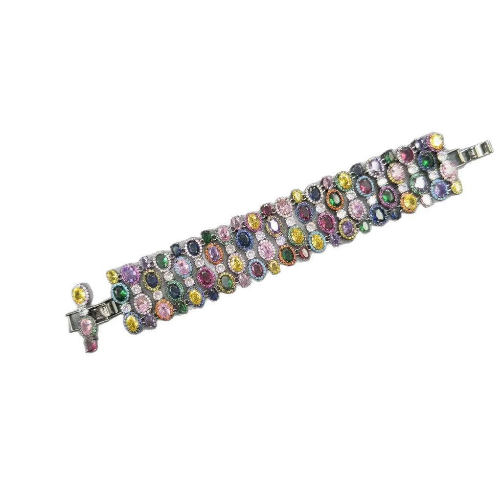 Fashionable Women's Zircon Colorful Bracelet Trendy Jewelry Accessory for Ladies