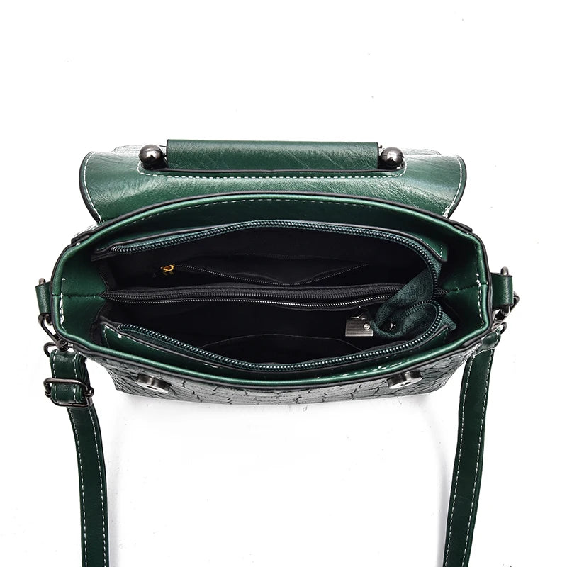 Leather Tote Bag For Women Classic Vintage Shoulder Handbag Alligator Pattern
