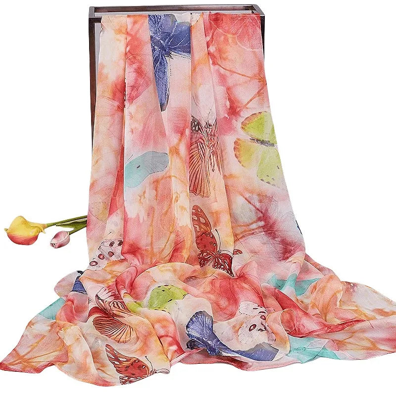 Lightweight Large 100% Mulberry Silk Chiffon Scarf