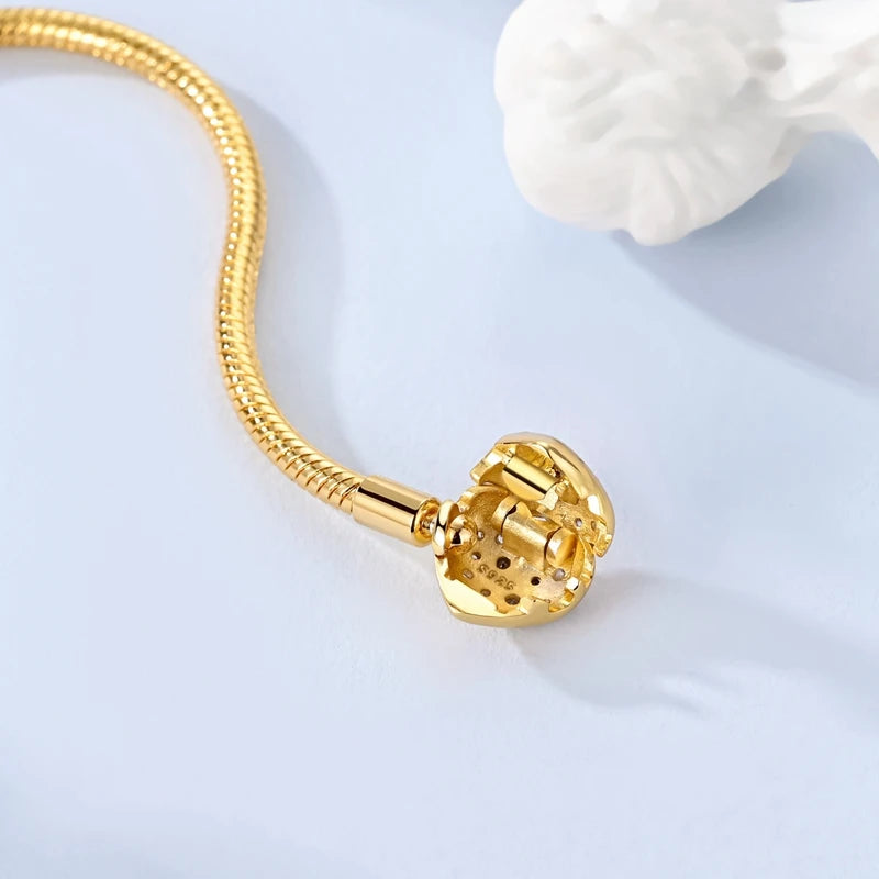 925 Sterling Silver 17-20CM Golden Heart Shaped Bracelets