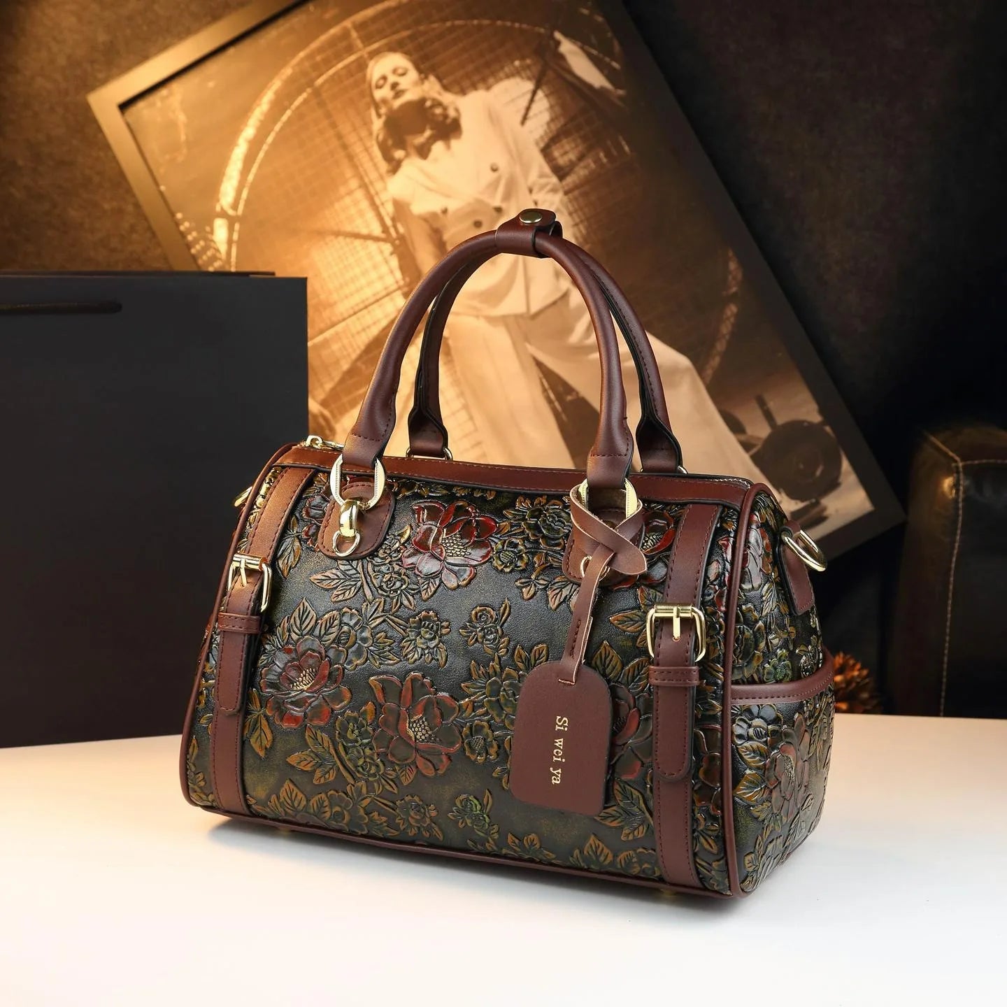 Fashion Retro Model Large Capacity Boston Pillow Handbag