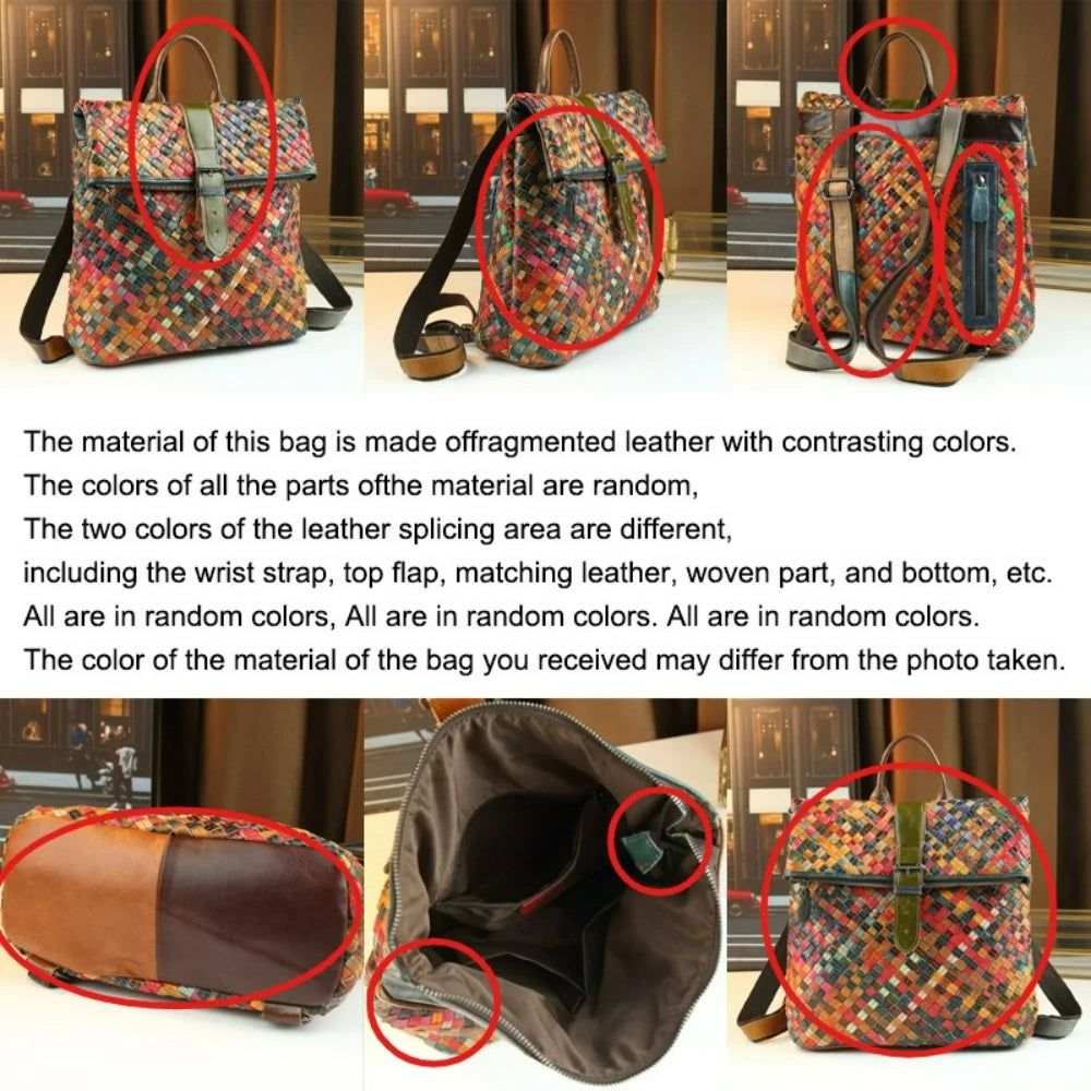 Hand-woven genuine leather women's bag colorful cowhide single-shoulder bag