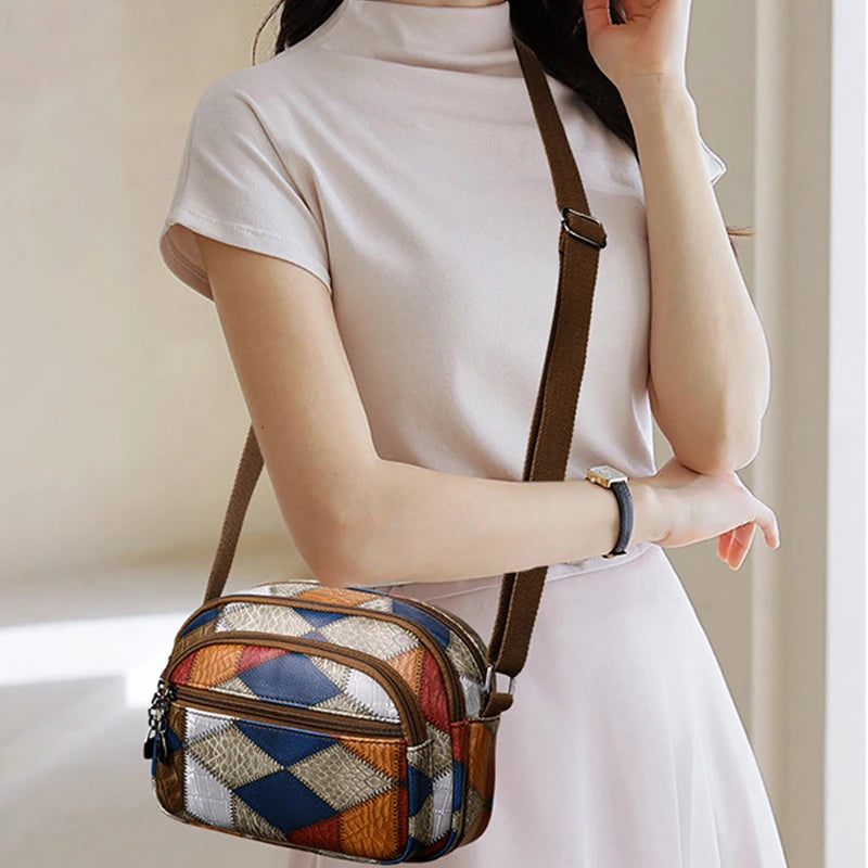 High Quality Solid Color PU Leather Shoulder Bag Crossbody Bags Large Capacity