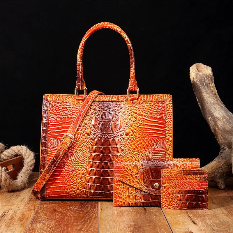 Trendy Vintage Crocodile Pattern Handbag Fashion Design