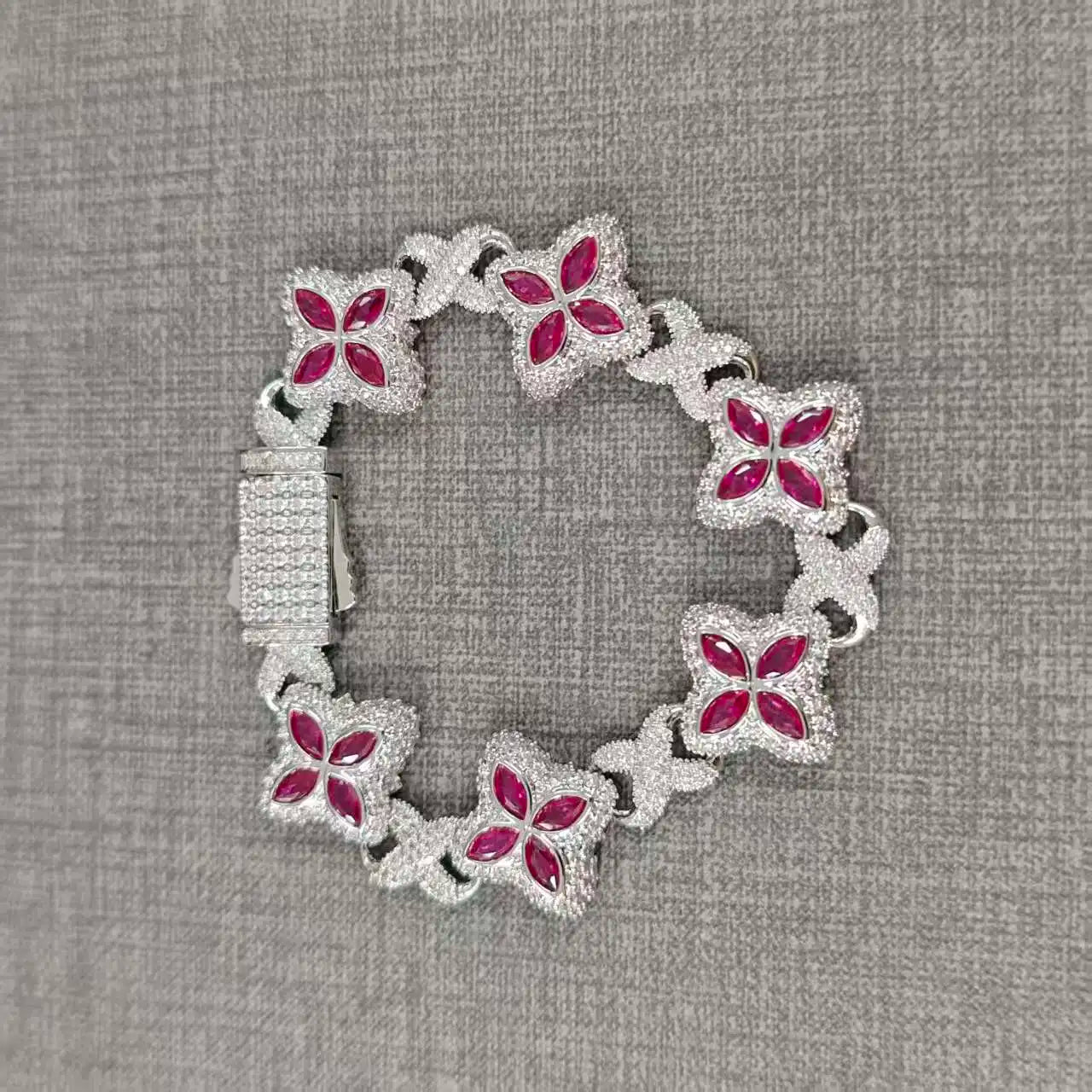 Iced Baguette CZ Floral Infinity Bracelet Jewelry