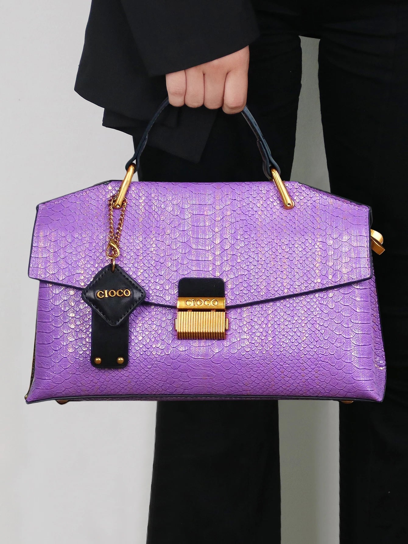 Retro blue snake-shaped high-grade handbag fashion luxury handbag large-capacity