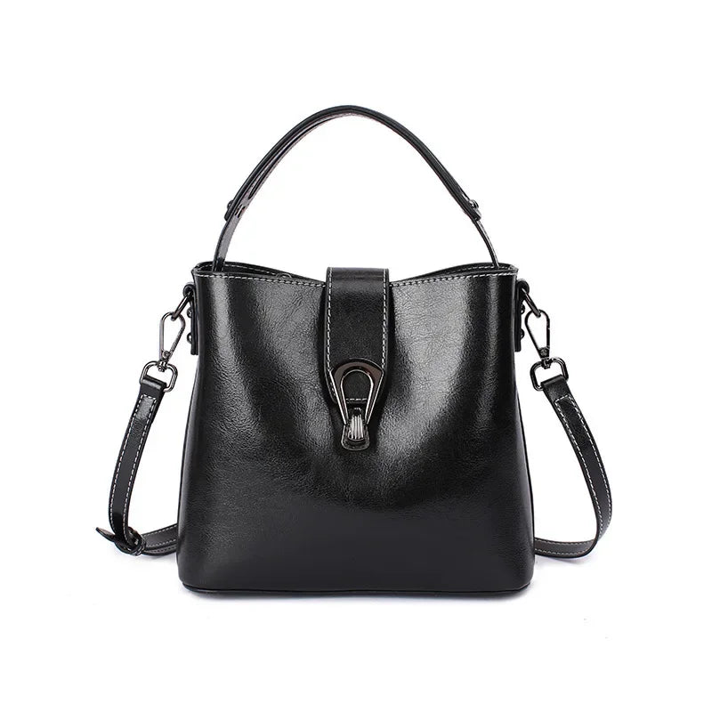 100% Genuine Leather Women Handbag Crossbody Bag Retro Shoulder Commuter Bag