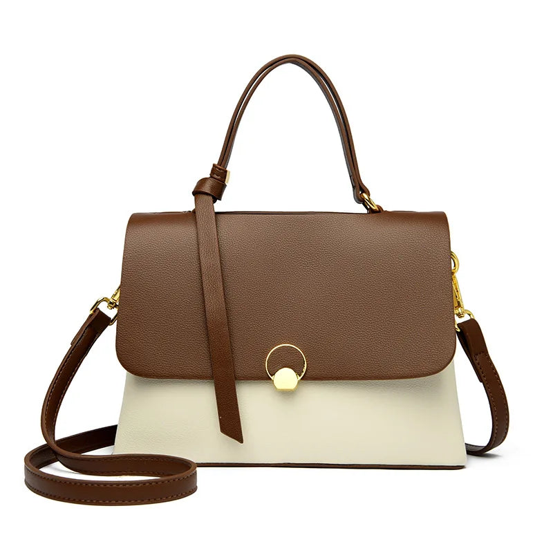 Fashionable High-End Versatile Casual Bag Trendy Textured Color-Blocked Handbag