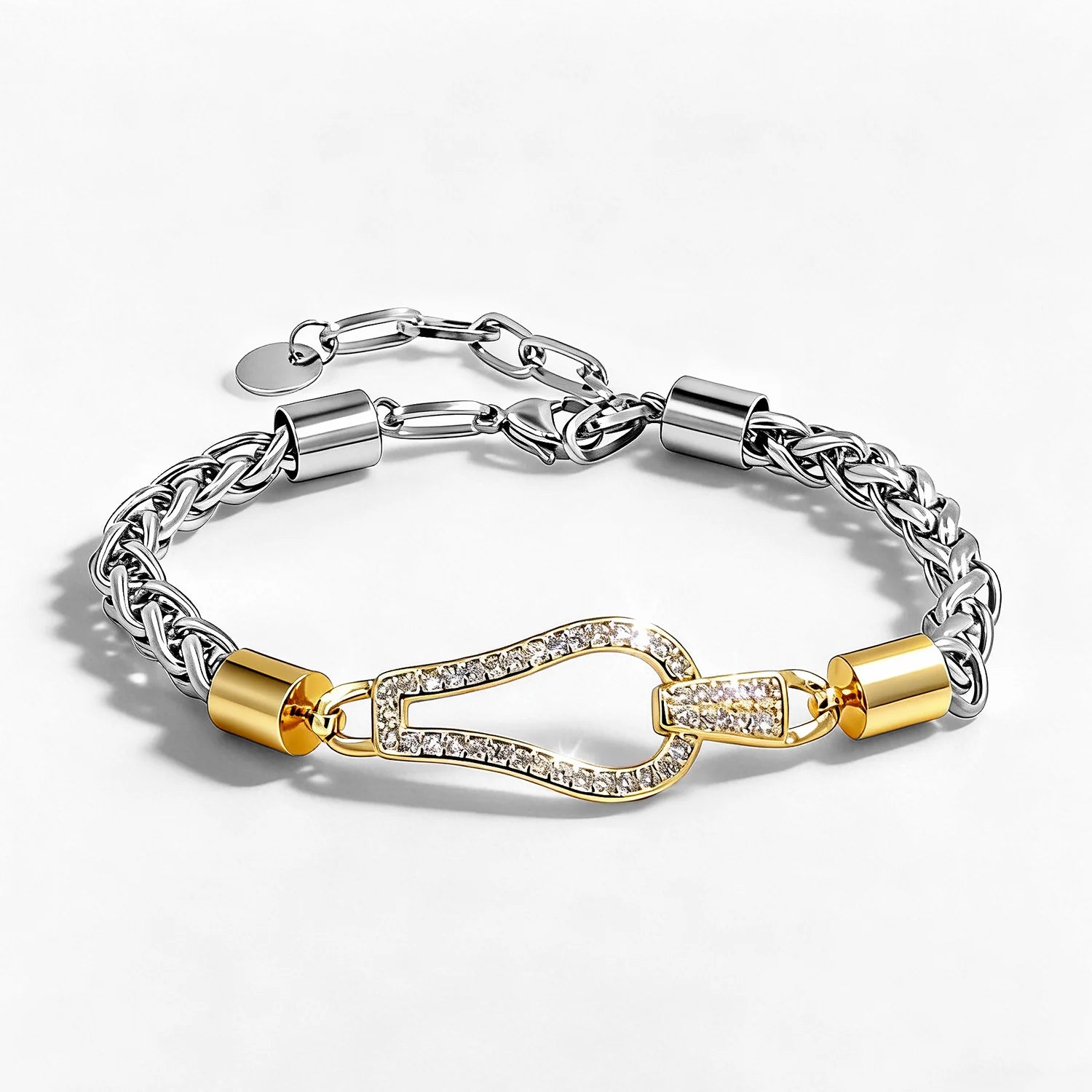 Cubic Zirconia Hollow Geometric Bracelet Braided Adjustable Chain