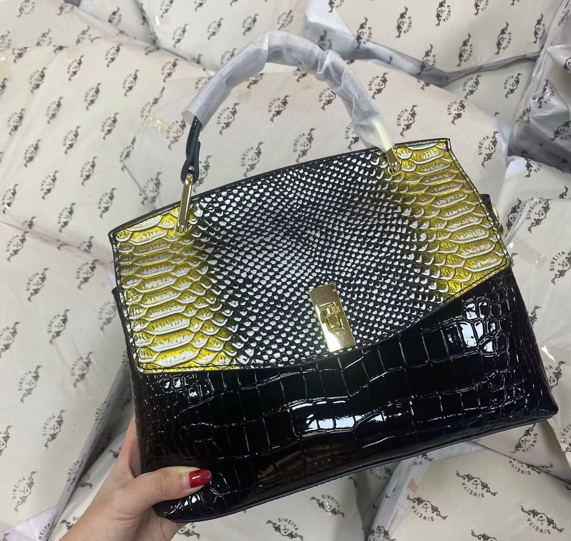 Luxury Crocodile Print High Quality Leather Handbags