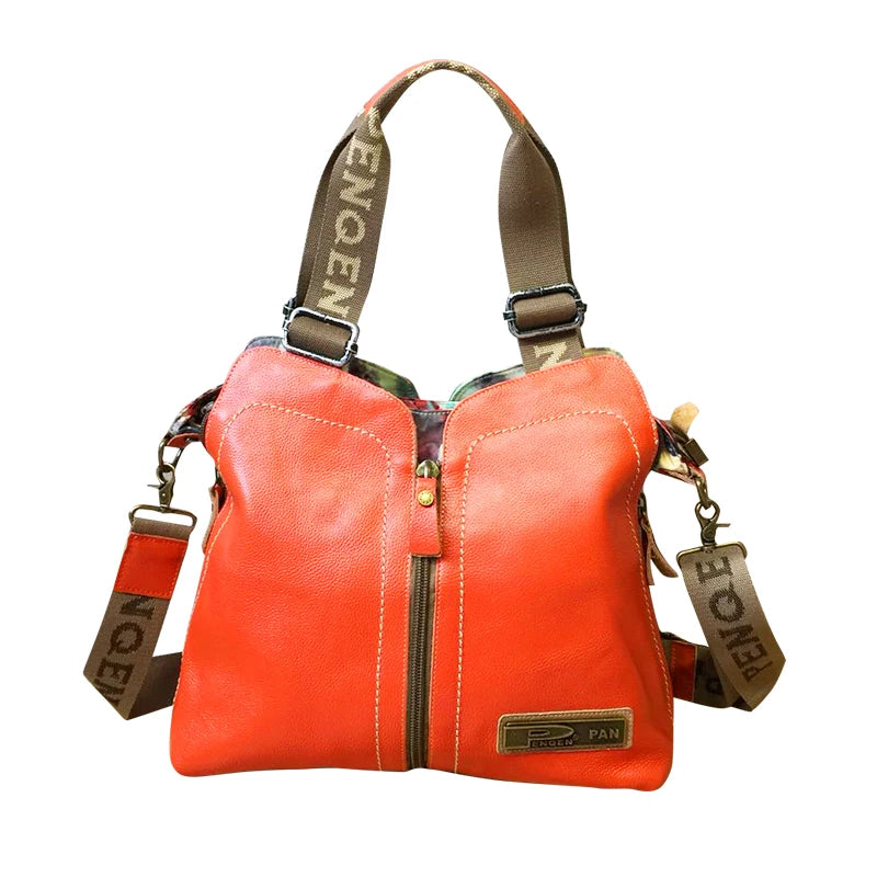 Leather Bag Fashion Large Capacity Flower Print Shoulder Bag