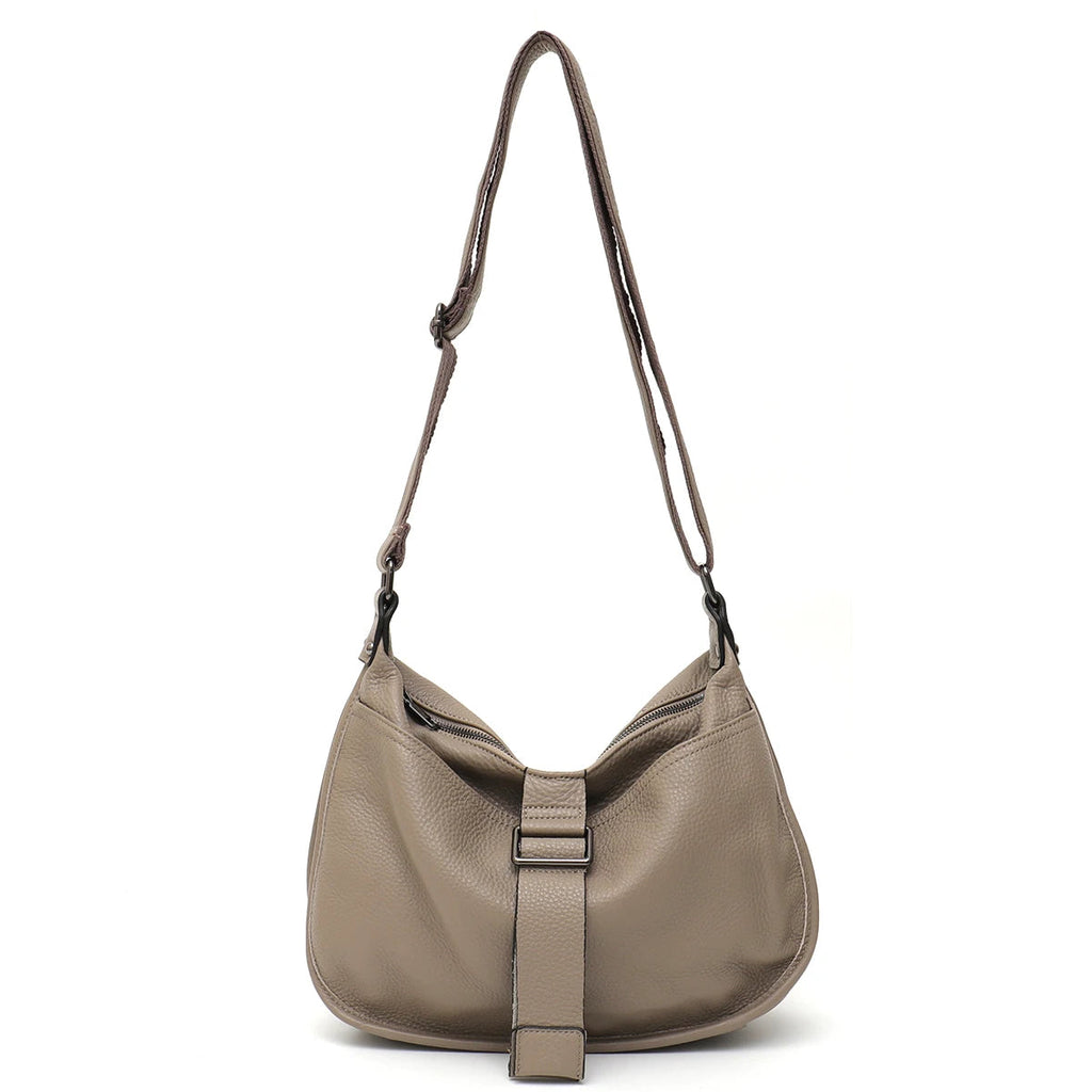 Stylish Genuine Leather Shoulder Bag Multi Pockets Satchel