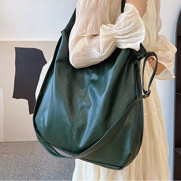 Fashion Big Leather Tote High Capacity Retro Handbag